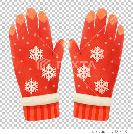 Illustrations of winter gloves on an isolated background, Christmas gloves on an isolated background 121291103