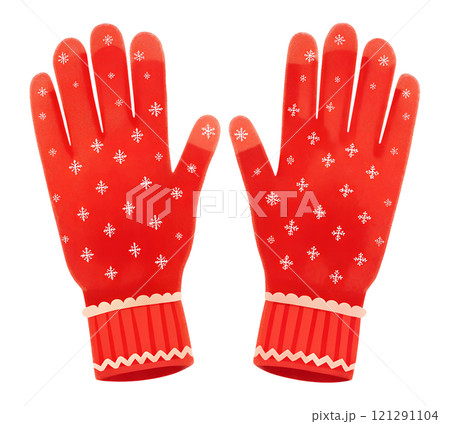 Illustrations of winter gloves on an isolated background, Christmas gloves on an isolated background 121291104