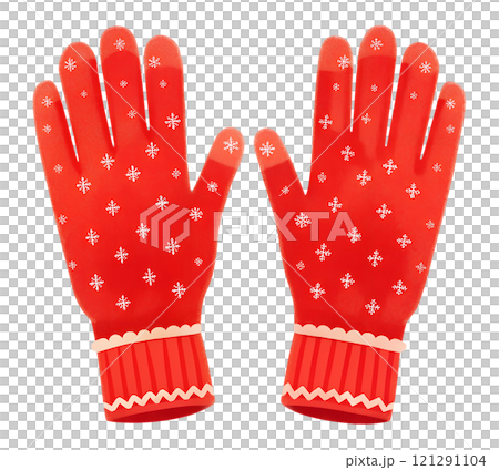 Illustrations of winter gloves on an isolated background, Christmas gloves on an isolated background 121291104