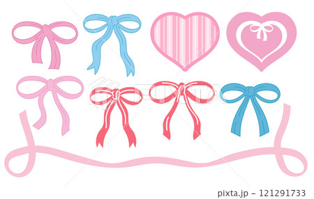 Cute designs of hearts and ribbons for sticker, girly stuff, women empowerment, patch, brooch, fabric print, pin, barbie, Valentine card, campaign logo, pink stuff, love decoration, fashion, accessory Cute designs of hearts and ribbons for sticker, girly stuff, women empowerment, patch, brooch, fabric print, pin, barbie, Valentine card, campaign logo, pink stuff, love decoration, fashion, accessory 121291733