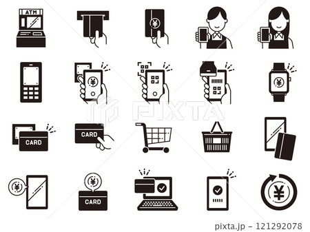 キャッシュレス決済アイコン02　Cashless Icons 121292078