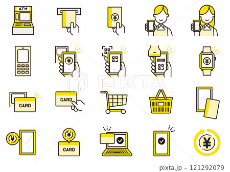 キャッシュレス決済アイコン03 Cashless Icons キャッシュレス決済アイコン03 Cashless Icons 121292079