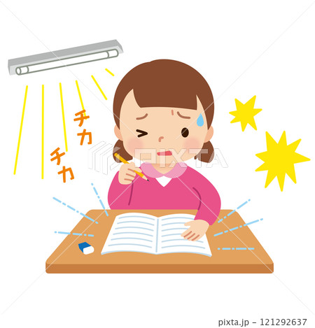 視覚過敏　感覚過敏　光が眩しくて困る女の子 121292637