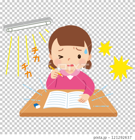 視覚過敏　感覚過敏　光が眩しくて困る女の子 121292637
