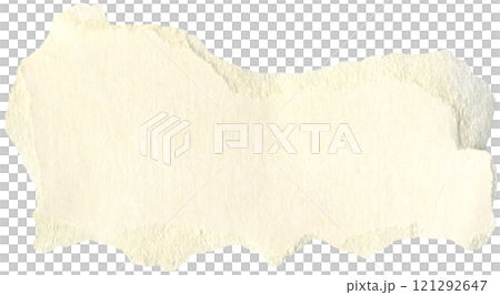 Real torn crumpled beige, creamy, ivory paper scrap for used as background or backdrop. For scrapbooking, paper collage making. 121292647