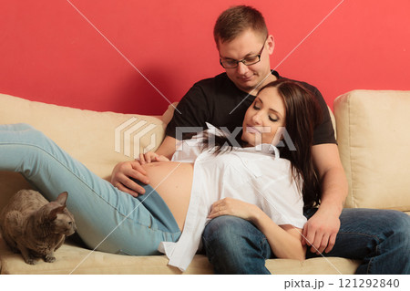 Pregnant woman with her man husband 121292840