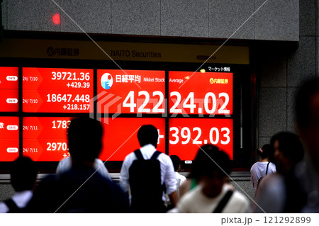 日本の東京都市景観初4万2000円台突破。3日連続史上最高値更新…株価/終値＝11日、日本橋兜町 121292899