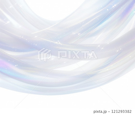 Gentle waves of satin light ripple in a dreamy pastel sky 121293382