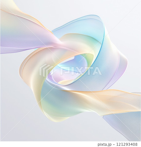 Pastel silk ribbons twirling in a holographic dance Pastel silk ribbons twirling in a holographic dance 121293408