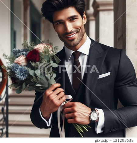 ネクタイを締めるビジネスマン ネクタイを締めるビジネスマン 121293539