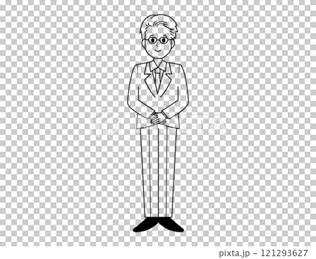 Illustration of a male salesperson serving customers Full-body illustration of a male businessman 121293627