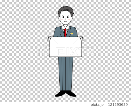 Illustration of a male salesperson serving customers Full-body illustration of a male businessman Illustration of a male salesperson serving customers Full-body illustration of a male businessman 121293629
