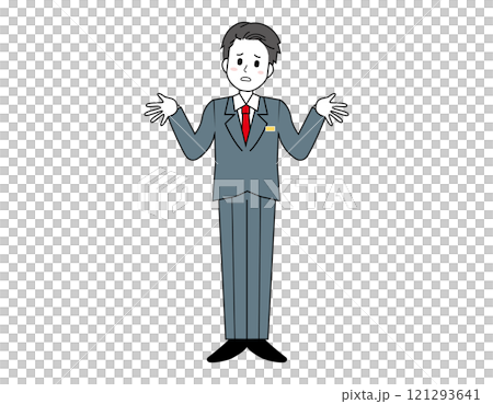 Illustration of a male salesperson serving customers Full-body illustration of a male businessman Illustration of a male salesperson serving customers Full-body illustration of a male businessman 121293641