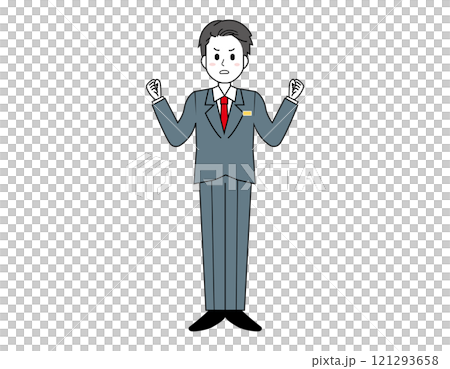 Illustration of a male salesperson serving customers Full-body illustration of a male businessman 121293658