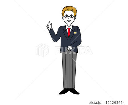 接客をする男性販売員のイラスト 男性のビジネスマンの全身イラスト 接客をする男性販売員のイラスト 男性のビジネスマンの全身イラスト 121293664