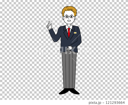 男性銷售員為顧客服務的插圖 男性商人的全身插圖 121293664