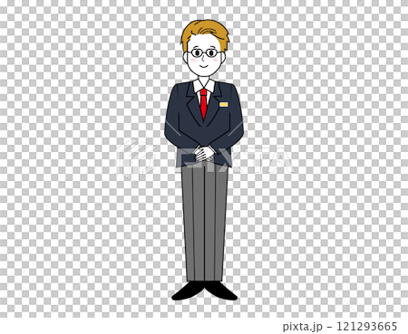 Illustration of a male salesperson serving customers Full-body illustration of a male businessman 121293665
