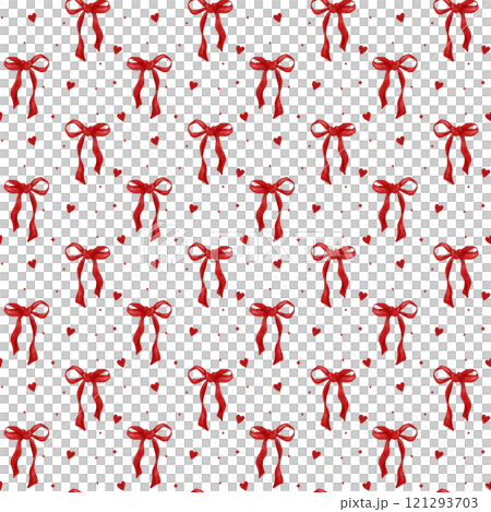 Retro Red Coquette Valentine Seamless Pattern Ribbon Bow Heart Watercolor Retro Red Coquette Valentine Seamless Pattern Ribbon Bow Heart Watercolor 121293703