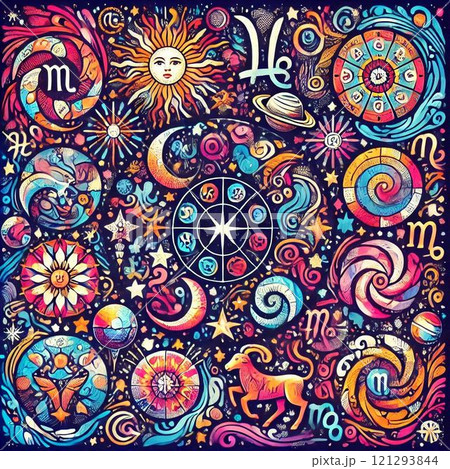 カラフルな花の模様 カラフルな花の模様 121293844