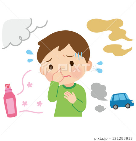 嗅覚過敏　感覚過敏　苦手な匂いに困る男の子 121293915