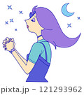 星に願いごとをする女性 121293962