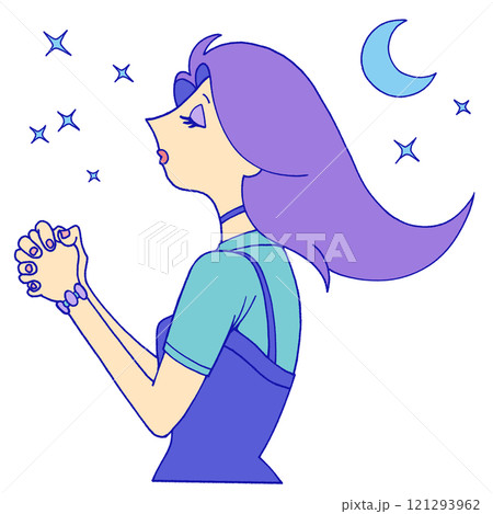 星に願いごとをする女性 星に願いごとをする女性 121293962