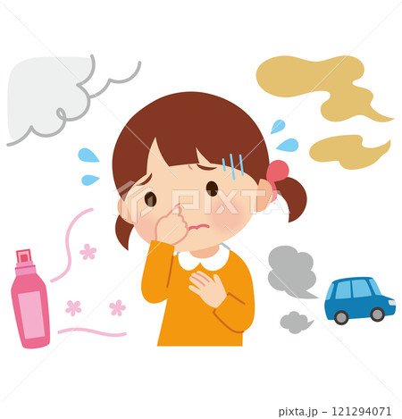 嗅覚過敏　感覚過敏　苦手な匂いに困る女の子 121294071