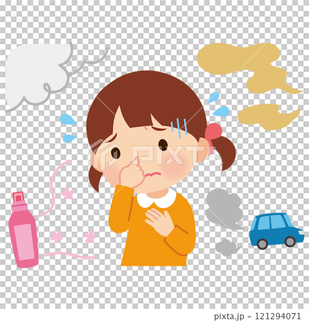 嗅覚過敏　感覚過敏　苦手な匂いに困る女の子 121294071