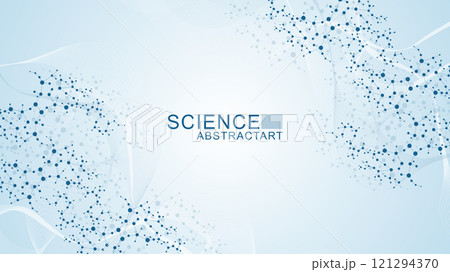 Structure molecule and communication Dna, atom, neurons. Science concept for your design. Connected lines with dots. Medical, technology, chemistry, science background. Vector illustration. 121294370