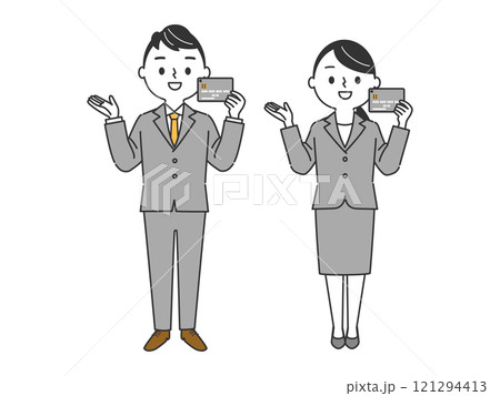 クレジットカード　ビジネスパーソン　全身　ベクター 121294413