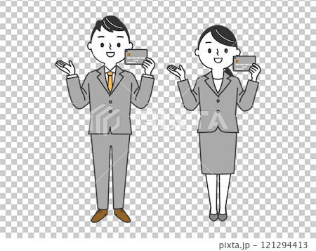 クレジットカード　ビジネスパーソン　全身　ベクター 121294413