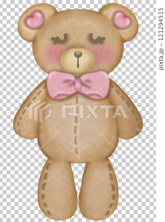 Teddy bear character cute baby girl, Hand drawn pastel color for baby newborn childish greeting cards or invitations. Colorful drawing. 121294515