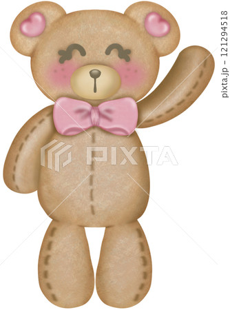Teddy bear character cute baby girl, Hand drawn pastel color for baby newborn childish greeting cards or invitations. Colorful drawing. Teddy bear character cute baby girl, Hand drawn pastel color for baby newborn childish greeting cards or invitations. Colorful drawing. 121294518