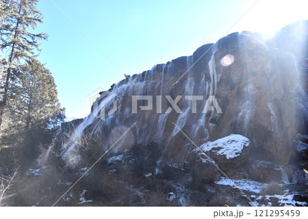 pearl waterfall at Jiuzhaigou natural national park travel location in China  121295459