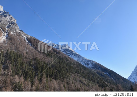 Four Girls Mountain or Siguniangshan as know as Switzerland travel location of China with sky background 121295811
