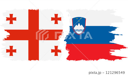 Slovenia and Georgia grunge flags connection vector 121296549