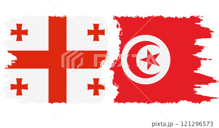 Tunisia and Georgia grunge flags connection vector 121296573