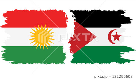 Western Sahara and Kurdistan grunge flags connection vector Western Sahara and Kurdistan grunge flags connection vector 121296608