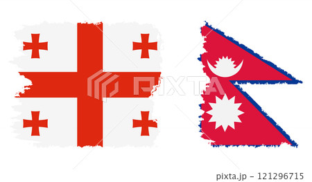 Nepal and Georgia grunge flags connection vector 121296715
