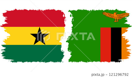 Zambia and Ghana grunge flags connection vector 121296792