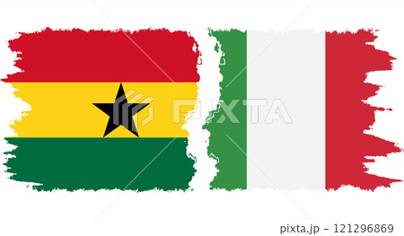 Italy and Ghana grunge flags connection vector 121296869