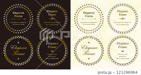 エレガンスなフレームセット、飾り罫、装飾デザイン、上品なあしらい 金、ゴールド エレガンスなフレームセット、飾り罫、装飾デザイン、上品なあしらい 金、ゴールド 121296964