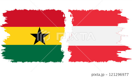 Austria and Ghana grunge flags connection vector 121296977