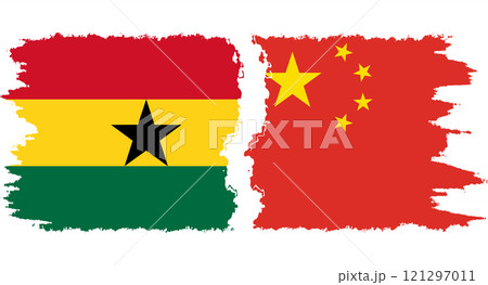China and Ghana grunge flags connection vector China and Ghana grunge flags connection vector 121297011
