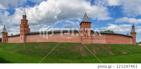 Wall and towers of the Novgorod Kremlin, Russia Wall and towers of the Novgorod Kremlin, Russia 121297461
