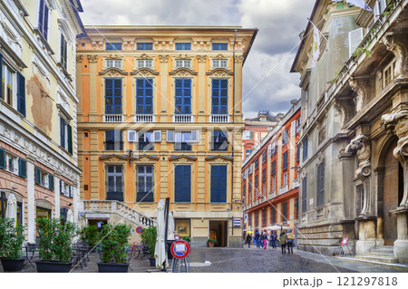 Garibaldi street in Genoa, Italy 121297818
