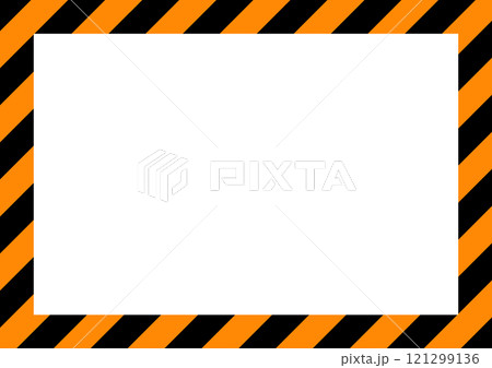 オレンジ色と黒の斜めストライプのシンプルなフレーム（A版サイズ） 121299136