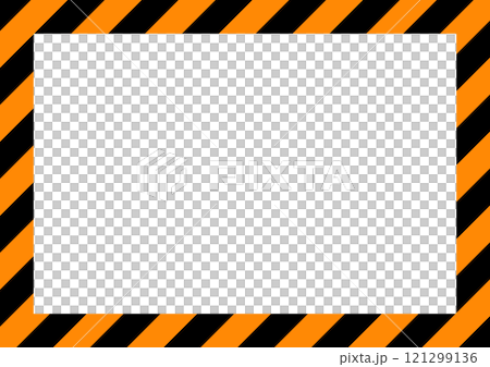 オレンジ色と黒の斜めストライプのシンプルなフレーム（A版サイズ） 121299136