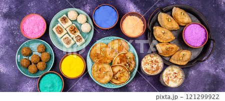 Traditional Indian Holi festival food 121299922