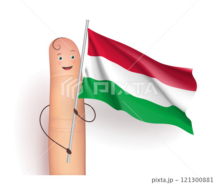 Hungary flag hold by finger Hungary flag hold by finger 121300881